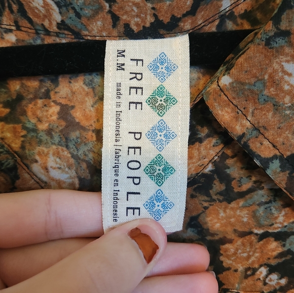 Free People High Low Sheer Flowy Floral Button Down Blouse - Picture 2 of 5